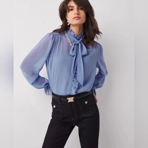 Periwinkle Ruffle Blouse
